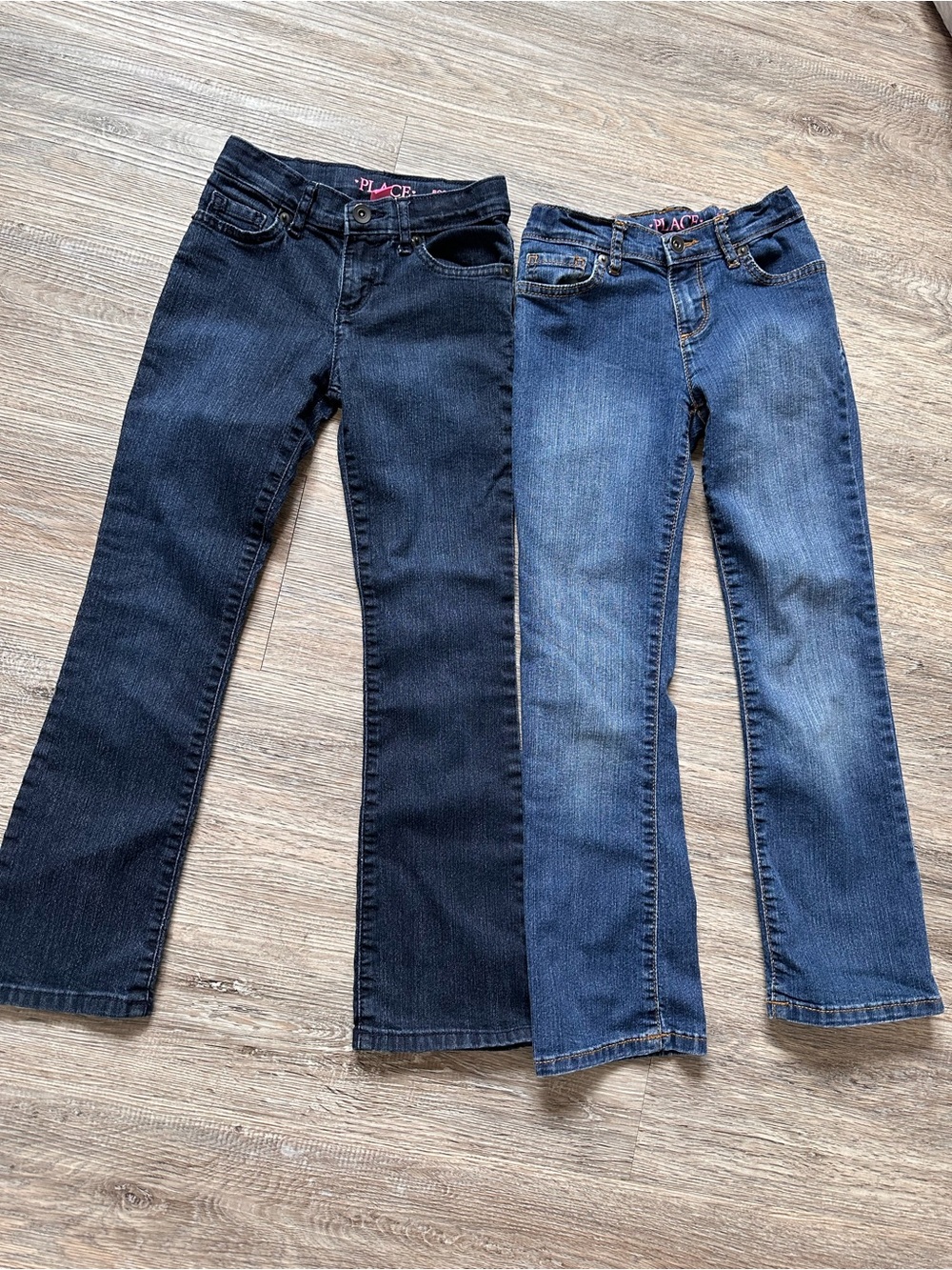 Children’s Place Girls' Slim boot cut Jeans - Dark Blue and Medium Blue